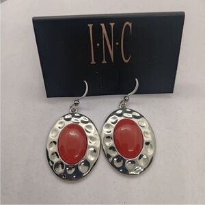 NWOT INC Red & Silver Tone Dangle Earrings